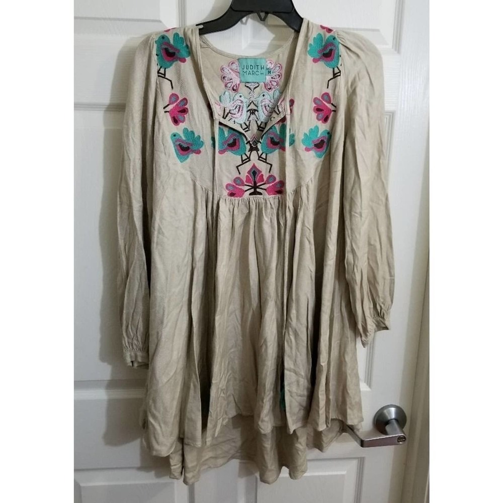 Judith March embroidered love birds floral dress/tunic size medium